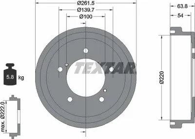 Produktbild von Bremstrommel TEXTAR 98100 0378 0 1