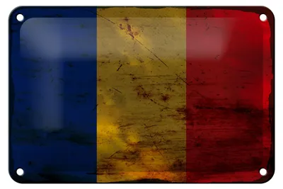 Produktbild von Blechschild Flagge Rumänien 18x12cm Flag of Romania Rost Dekoration
