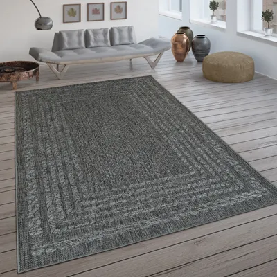 Produktbild von In- & Outdoor-Teppich, Flachgewebe Mit Skandi-Muster Und Sisal-Look In Grau Grösse 80x150 cm
