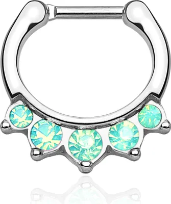 Produktbild von Nasenpiercing Septum Ring Nasenring Piercing Nase Zirkonia Chirurgenstahl Autiga silber-türkis