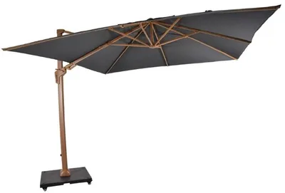 Produktbild von Casa Padrino Luxus Ampelschirm mit Ständer Braun / Grau 300 x 300 cm - Garten Sonnenschirm in Holzoptik - Terrassen Sonnenschirm - Balkon Sonnenschirm - Garten Terrassen Balkon Accessoires