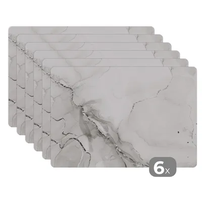 Obrázok produktu pre MuchoWow® Podložky Sada 6 podložiek Umývateľné podložky 30x45x0.3cm Mramor - čierny - vzory Podložka pod stôl Nekĺzavá a odolná voči teplu
