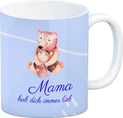 Produktbild von Mama hab dich immer lieb Kaffeebecher mit niedlichem Bär in blau