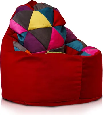 Produktbild von Ecopuf, Yoko, Sitzsack Pouf, Sack Poufsessel Pufsack Kinder, Erwachene, 70x75cm, Rot A12
