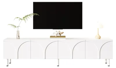 Produktbild von ELANDEPOT TV-Lowboard 180 × 35 × 49 cm Weiß Hochglanzfront Türen MDF / Spanplatte für Wohnzimmer