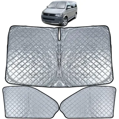 Productafbeelding van Zonbescherming, verduistering, 3-delig, thermisch isolerend voor VW Bus Transporter T5 T6, modeljaren 2003-2019
