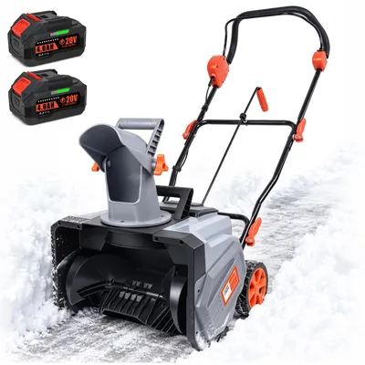 Produktbild von 1400W Elektrische Schneefräse mit 2×20V 4Ah Akkus, 46cm Arbeitsbreite 7m Wurfweite, IPX4, Verstellbarer Auswurfwinkel, Schneefräse