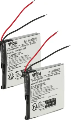 Produktbild von vhbw 2x Akku Ersatz für Plantronics AHB403029 für Wireless Headset Kopfhörer (360 mAh, 3,7 V, Li-Polymer)