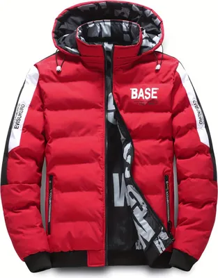 Produktbild von ASKSA Herren Winterjacke Warme Outdoorjacke Sportlicher Gepolstert Verdickte Daunenjacke Doppelseitige Abnehmbare Kappe Jacke,Rot,XXL