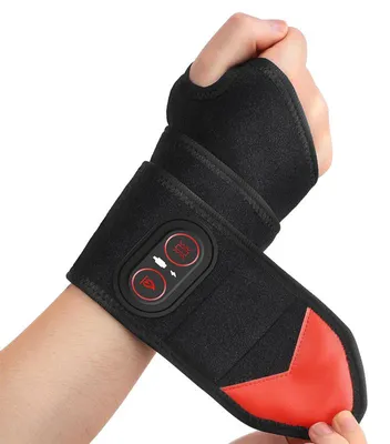 Produktbild von Handgelenk Wärmer mit Rotlicht 660nm, elektrische Wärmebandage mit Massagefunktion, 3 Heizstufen und Vibrationsmassage für Zuhause und Büro
