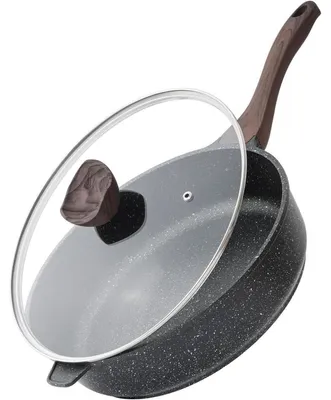 Image de Poêle antiadhésive de 28 cm, compatible induction, avec couvercle, revêtement en granit, sans PFOA