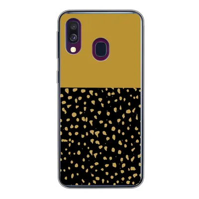 Produktbild von MuchoWow® Handyhülle Schutzhülle Hülle für Samsung Galaxy A40 Polka dots - Ockergelb - Schwarz Silikon Softcase Handy Hülle - Handy-Tasche