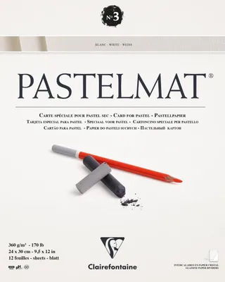 Produktbild von Clairefontaine Pastellblock, kopfgeleimt, 12 Blatt 24x30cm weiß 96028C