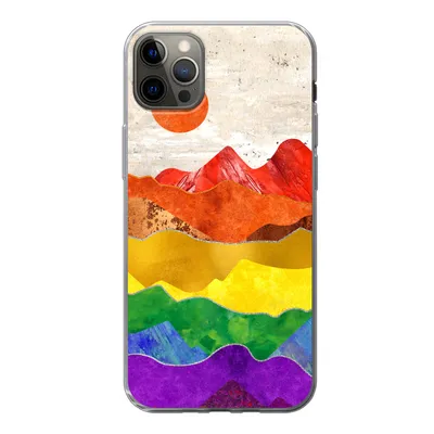 Produktbild von MuchoWow® Handyhülle Schutzhülle Hülle für iPhone 12 Pro Max Regenbogen - Marmor - Stolz Silikon Softcase Handy Hülle - Hartschale