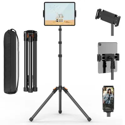 Obrázok produktu pre Stojan na tablet, výška 182 cm, podlahový stojan na tablet, otočný o 360°