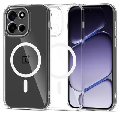 Immagine prodotto di Custodia protettiva per smartphone OnePlus Nord 6, modello Flexair Hybrid di Tech-Protect, trasparente e compatibile con MagSafe