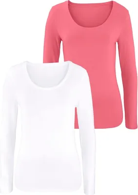Produktbild von VIVANCE Langarmshirt apricot, weiß Größe 36/38