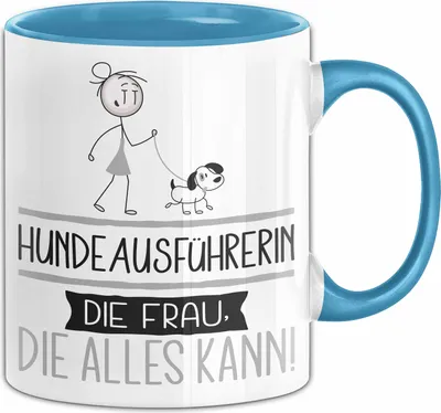 Produktbild von Hundeausführerin Geschenk Tasse Becher Die Frau Die Allen Kann Geschenkidee für eine Hundeausführerin Lustig (Blau)
