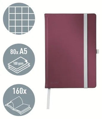 Productafbeelding van Leitz 44861028, Effen, Rood, A5, 80 vel, 100 g/m², Geruit papier