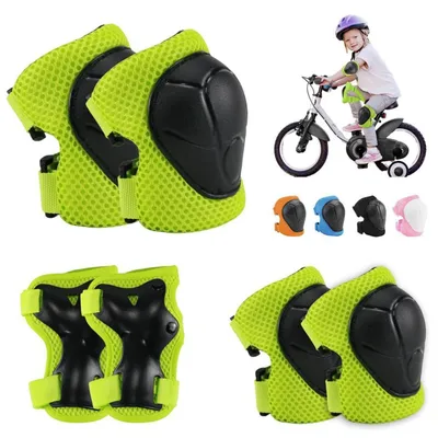 Produktbild von Kinder Knieschoner Set 6 in 1 Protektoren für Skateboard Inlineskates Fahrrad Grün