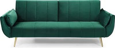 Produktbild von riess-ambiente Retro Schlafsofa DIVANI 220cm smaragdgrün Samt goldene Metallfüße 3-Sitzer mit Bettfunktion Schlafcouch Sofa Couch Gästecouch