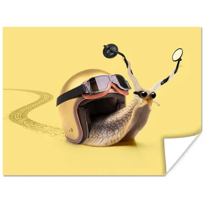 Produktbild von MuchoWow® Poster Schnecke - Tiere - Helm - Gelb - Spiegel 120x90 cm - Wandbild