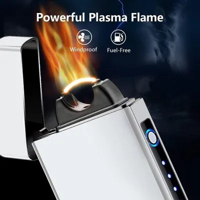 Image de Allume-bougies électrique résistant au vent - Rechargeable par USB - Argent