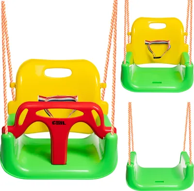 Produktbild von COIL Babyschaukel, Kinderschaukel, 3in1 Babysitz verstellbar und mit wachsend Schaukelsitz Gartenschaukel mit Rückenlehne und Anschnallgurt, Grün