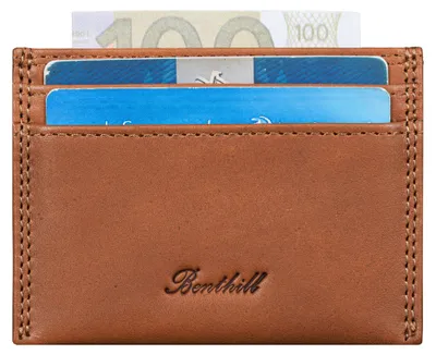 Produktbild von Benthill Kartenetui aus Echt Leder | Mini Geldbörse für Damen & Herren | RFID Schutz - Kleines Portemonnaie