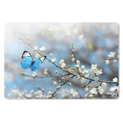 Produktbild von MuchoWow® Mauspad Mousepad Sakura - Schmetterling - Frühling 27x18 cm - Mousepads - Maus Mat - Pad - Mausunterlage - Büroartikel - Desk Matten