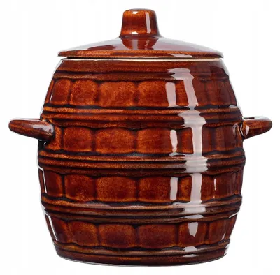 Produktbild von Gärtopf für Sauerkraut und Gurken - Steinguttopf - 3,2 l - Mit Deckel - Traditionell - Braun