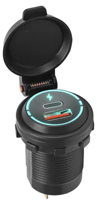 Image de Prise de recharge USB 12 V, recharge rapide, étanche IP66, adaptateur de recharge pour voiture, moto, bateau, camping-car et quad, compatible PD Type-C et QC 3.0