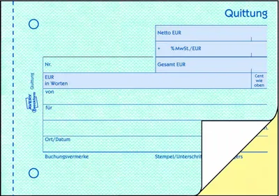 Produktbild von AVERY Zweckform Formularbuch "Quittung mit MwSt." selbstdurchschreibend DIN A6 quer 2 x 40 Blatt