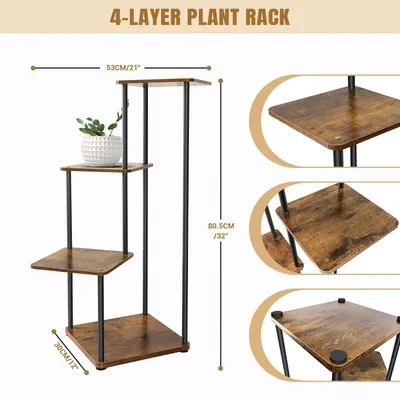 Immagine prodotto di Portavasi - Scaffale angolare in metallo per piante - 4 ripiani - Per interni/esterni - Salvaspazio - Per balcone, giardino, casa - Da montare