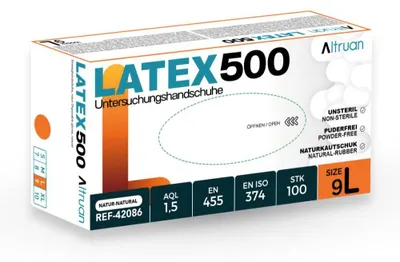 Produktbild von Altruan Latex Handschuhe, Einmalhandschuhe, weiß - 100 Stück - Größe L | Packung (100 Stück)