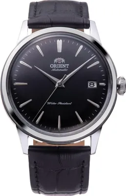 A close-up studio shot of an Orient Bambino watch against a white background.