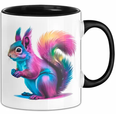 Produktbild von Eichhörnchen Tierliebhaber Tasse Geschenk Lustige Geschenkidee Spruch (Schwarz)