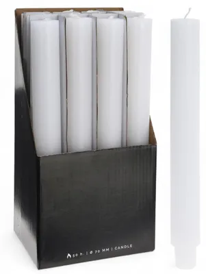 Staafkaarsen, 12er Set, Paraffin, Ø22 mm, 25 cm, weiß