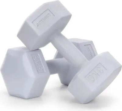 Immagine prodotto di Set di manubri ACTIGET 2 x 3 kg per allenamento della forza, fitness, workout, pesi, set da 2 - Grigio