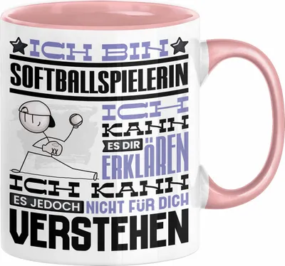 Produktbild von Softballspielerin Geschenk Kaffee-Tasse Geschenkidee für Softballspielerin Ich Bin Softballspielerin Ich Kann Es Dir Erklären Jedoch Nicht Für Dich Verstehen Spruch Lustig (Rosa)
