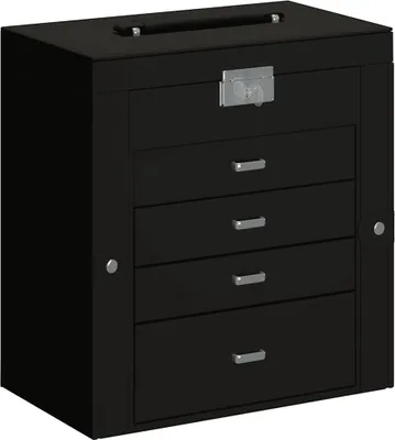 Image de Boîte à bijoux 5 niveaux avec miroir verrouillable noir