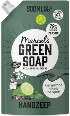 Immagine prodotto di Marcel's Green Soap - Sapone per le mani - Bergamotto e pepe nero - Cura naturale - 500 ml - 1 barretta