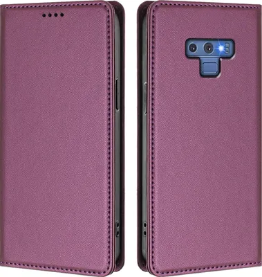 Produktbild von Handyhülle für Samsung Galaxy Note 9, Kunstleder Klapphülle Stoßfeste Magnetische Hülle mit Ständer Lila