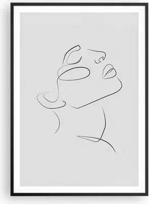 Produktbild von Gerahmtes Poster - Schwarzer Rahmen - Stück Linear Gesicht - 70x100 cm - Wand Bild - Wanddeko - Wandbilder - Kunstposter - Wandposter - Bilderrahmen - Bilder - Kunstdruck - P2BPA70x100-4823