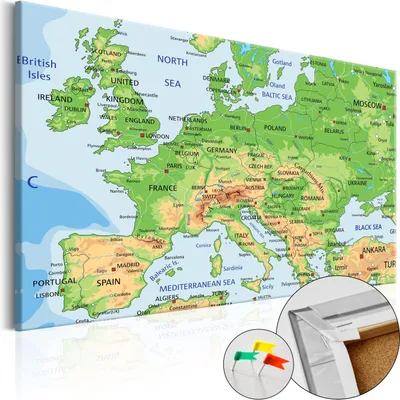 Produktbild von Vliesstoff Korkbild - Europe 60x40 cm Karten k-C-0025-p-a