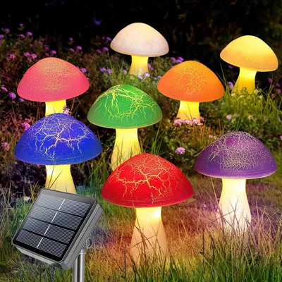 Produktbild von 8 Stk Pilz Solarlampen Außen Cracked Style Garten Halloween Deko. Hochwertig Praktisch Langlebig für Küche Haushalt Praktisch