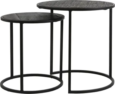 Produktbild von Light & Living - Beistelltisch DOBA - Ø50x52cm - Schwarz - 2er-Set