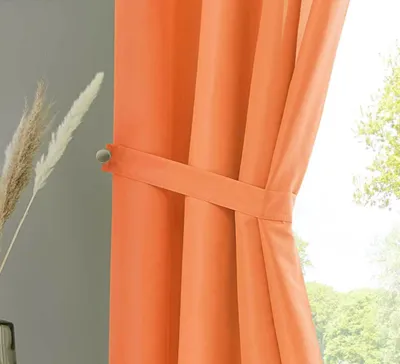 Produktbild von 2er Set Vorhänge Schal Ösen »Berlin« HxB 145x140 cm Orange Blickdicht Microsatin Lichtdurchlässig Uni Matt 20405N2