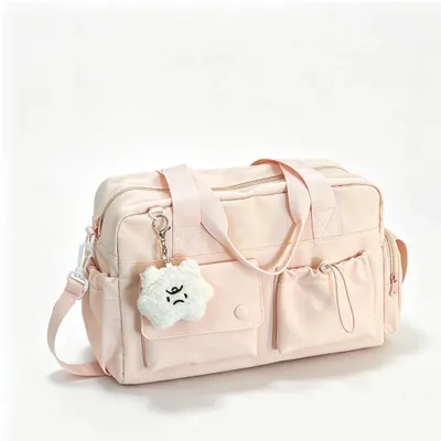Immagine prodotto di Borsa da viaggio e sportiva da 19 litri – 40x20x24 cm, in nylon, adatta come bagaglio a mano, con passanti per valigie, numerosi scomparti – Ideale per scuola, sport e viaggi, ottima come regalo per il rientro a scuola – Rosa