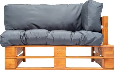 Imagen del producto de Sofá de jardín con palets, color gris, con cojines, fabricado en madera de pino